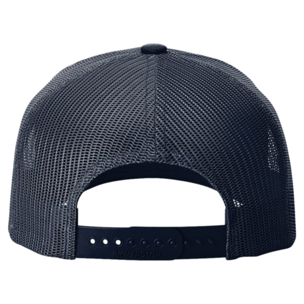 Richardson Five-Panel Trucker with Rope Cap, Navy / White, Back view