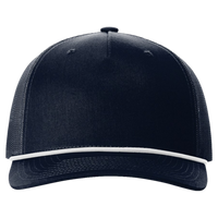 Richardson Five-Panel Trucker with Rope Cap, Navy / White, Front view