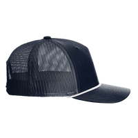 Richardson Five-Panel Trucker with Rope Cap, Navy / White, Right Side view