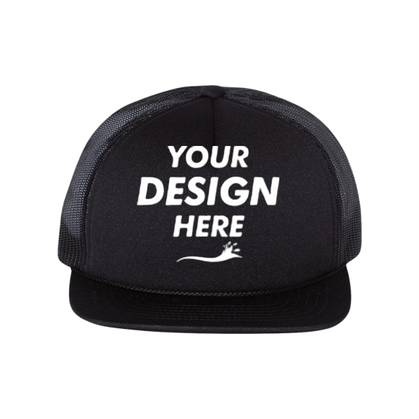 Richardson Foamie Trucker Cap, Black / Black / Black, Front view, Mockup