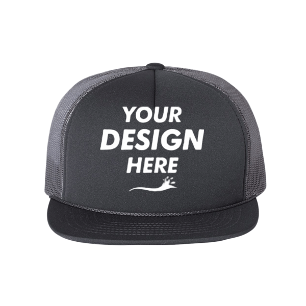 Richardson Foamie Trucker Cap, Charcoal / Charcoal / Charcoal, Front view, Mockup