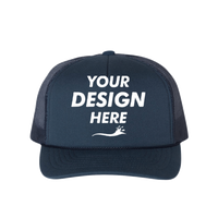 Richardson Foamie Trucker Cap, Navy / Navy / Navy, Front view, Mockup