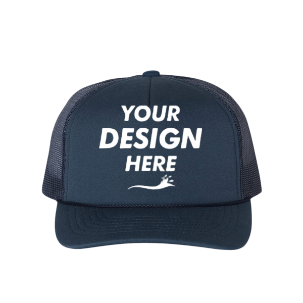 Richardson Foamie Trucker Cap, Navy / Navy / Navy, Front view, Mockup