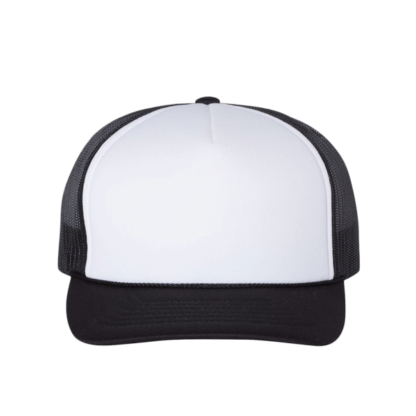 Richardson Foamie Trucker Cap, White / Black / Black, Front view