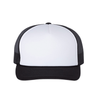 Richardson Foamie Trucker Cap, White / Black / Black, Front view
