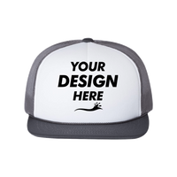 Richardson Foamie Trucker Cap, White / Charcoal / Charcoal, Front view, Mockup