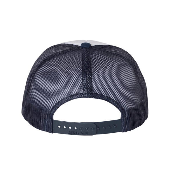 Richardson Foamie Trucker Cap, White / Navy / Navy, Back view