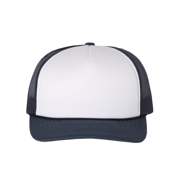 Richardson Foamie Trucker Cap, White / Navy / Navy, Front view