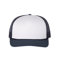 Richardson Foamie Trucker Cap, White / Navy / Navy, Front view