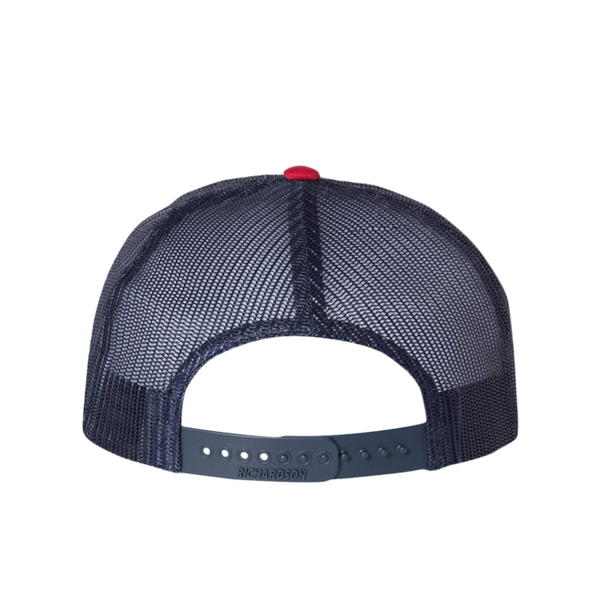 Richardson Foamie Trucker Cap, White / Navy / Red, Back view
