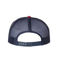 Richardson Foamie Trucker Cap, White / Navy / Red, Back view