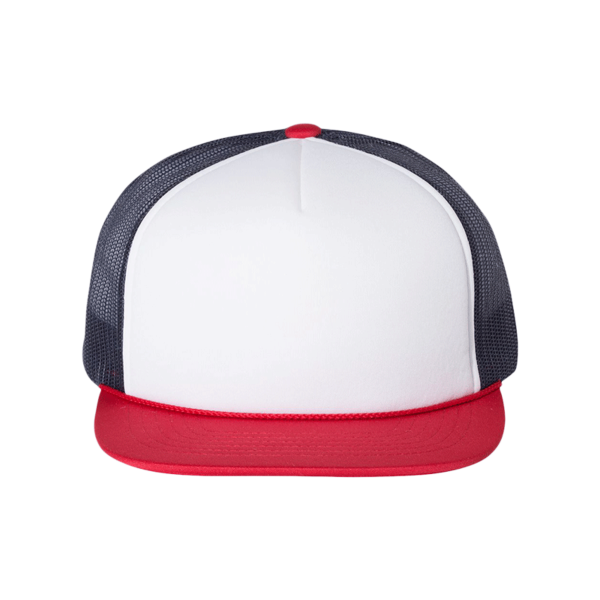 Richardson Foamie Trucker Cap, White / Navy / Red, Front view