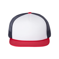 Richardson Foamie Trucker Cap, White / Navy / Red, Front view