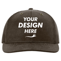 Richardson Fremont Trucker Cap, Brown / Brown, Front view, Mockup