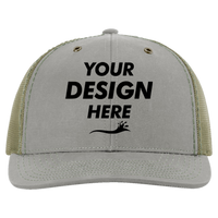 Richardson Fremont Trucker Cap, Khaki / Loden, Front view, Mockup