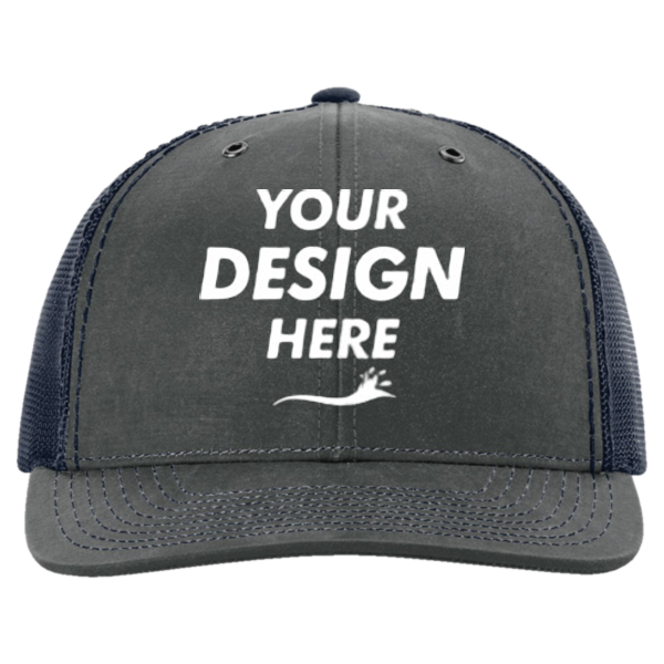 Richardson Fremont Trucker Cap, Navy / Navy, Front view, Mockup