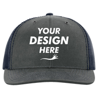Richardson Fremont Trucker Cap, Navy / Navy, Front view, Mockup