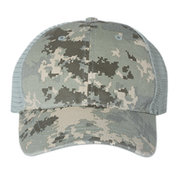 Richardson Garment Washed Printed Trucker Cap, Military Digital Camo / Light Green, Front view