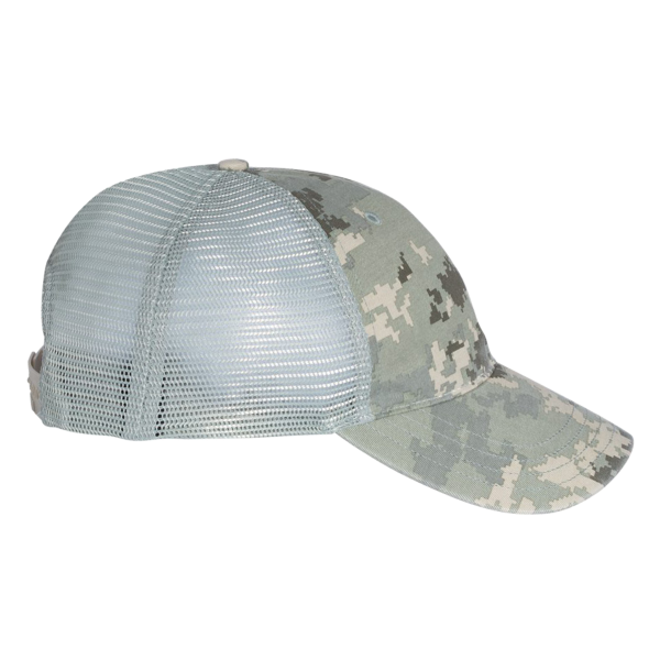 Richardson Garment Washed Printed Trucker Cap, Military Digital Camo / Light Green, Right Side view