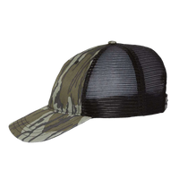 Richardson Garment Washed Printed Trucker Cap, Mossy Oak Bottomland / Black, Left Side view