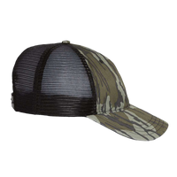 Richardson Garment Washed Printed Trucker Cap, Mossy Oak Bottomland / Black, Right Side view