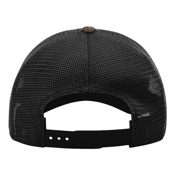 Richardson Garment Washed Printed Trucker Cap, Mossy Oak Country Dna / Black, Back view