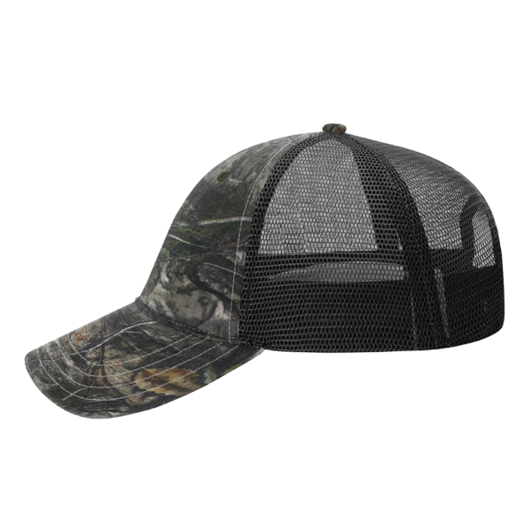 Richardson Garment Washed Printed Trucker Cap, Mossy Oak Country Dna / Black, Left Side view