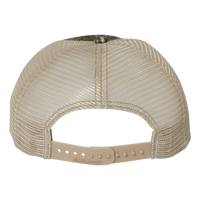 Richardson Garment Washed Printed Trucker Cap, Mossy Oak Obsession / Khaki, Back view