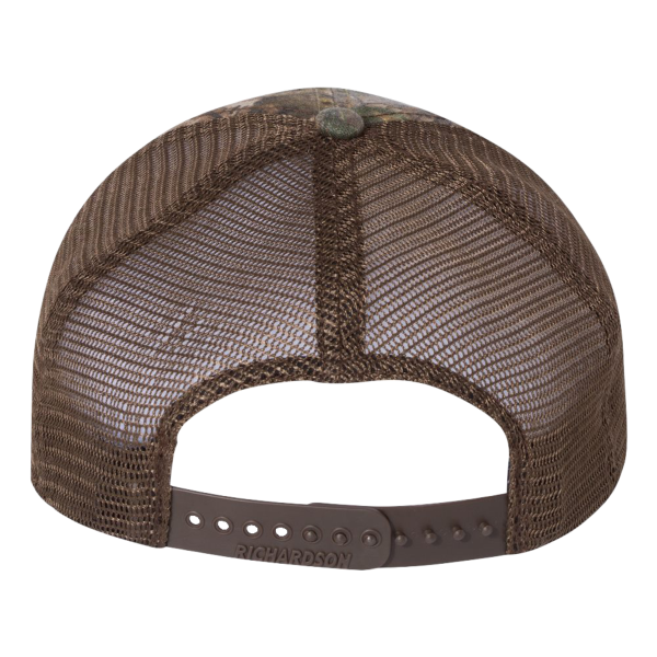 Richardson Garment Washed Printed Trucker Cap, Realtree Edge / Brown, Back view