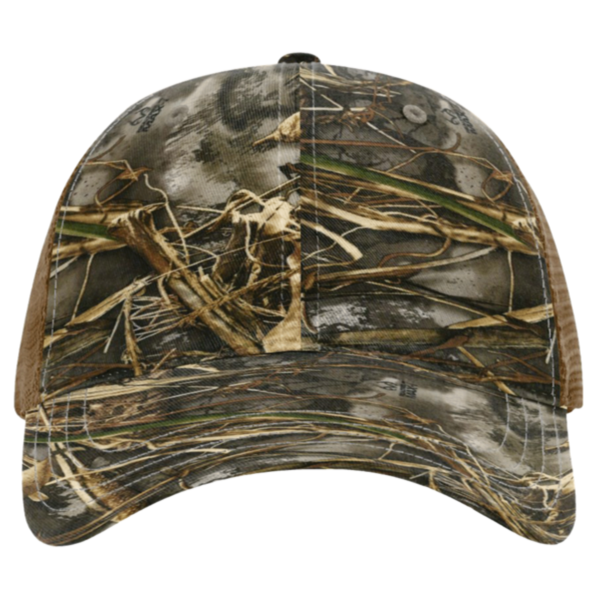 Richardson Garment Washed Printed Trucker Cap, Realtree Max 7 / Buck, Front view
