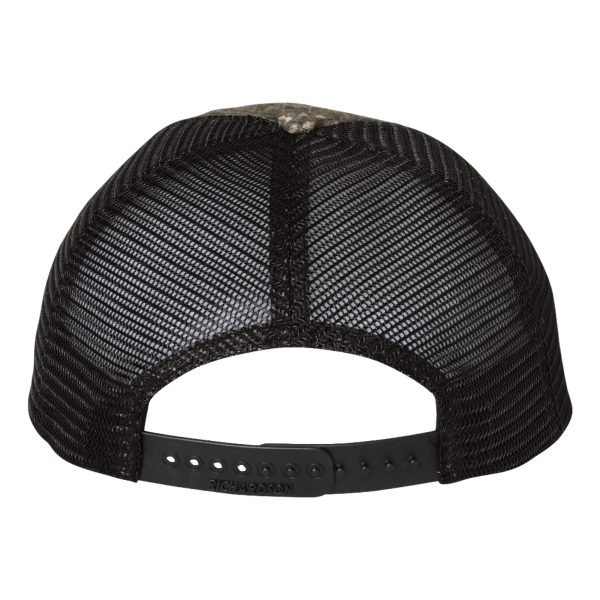 Richardson Garment Washed Printed Trucker Cap, Realtree Timber / Black, Back view