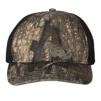 Richardson Garment Washed Printed Trucker Cap, Realtree Timber / Black, Front view