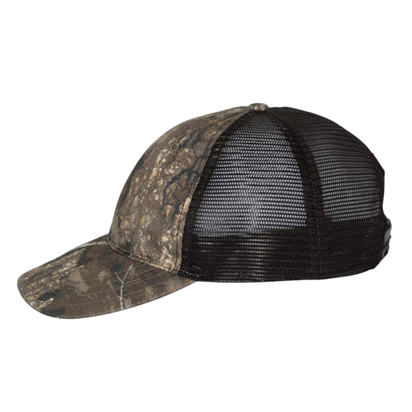 Richardson Garment Washed Printed Trucker Cap, Realtree Timber / Black, Left Side view