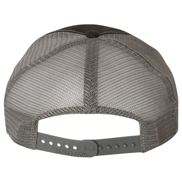 Richardson Garment-Washed Trucker Cap, Black / Charcoal / Charcoal, Back view