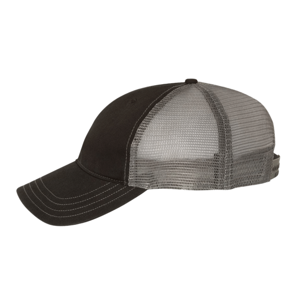Richardson Garment-Washed Trucker Cap, Black / Charcoal / Charcoal, Left Side view