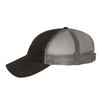 Richardson Garment-Washed Trucker Cap, Black / Charcoal / Charcoal, Left Side view