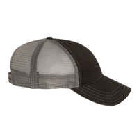 Richardson Garment-Washed Trucker Cap, Black / Charcoal / Charcoal, Right Side view