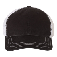 Richardson Garment-Washed Trucker Cap, Black / White / White, Front view