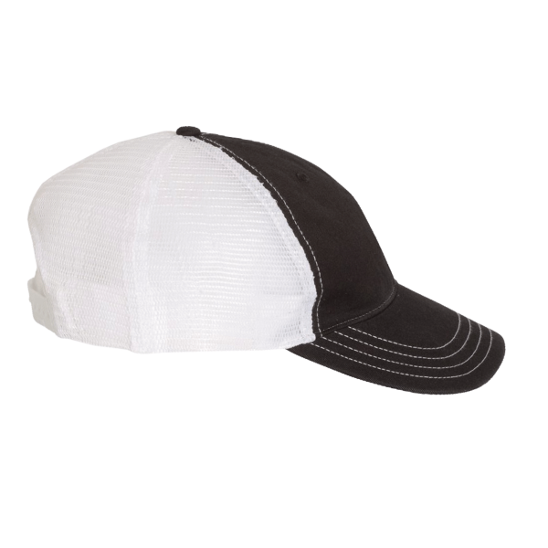 Richardson Garment-Washed Trucker Cap, Black / White / White, Right Side view