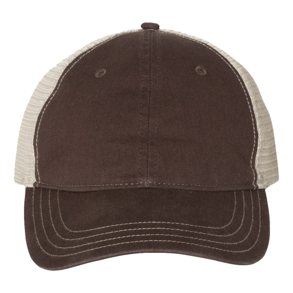 Richardson Garment-Washed Trucker Cap, Brown / Khaki / Khaki, Front view