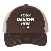 Richardson Garment-Washed Trucker Cap, Brown / Khaki / Khaki, Front view, Mockup
