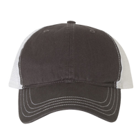 Richardson Garment-Washed Trucker Cap, Charcoal / White / White, Front view