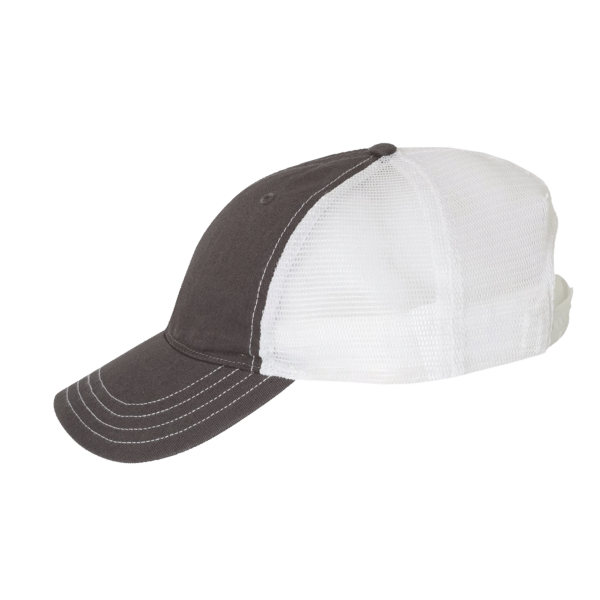Richardson Garment-Washed Trucker Cap, Charcoal / White / White, Left Side view