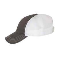 Richardson Garment-Washed Trucker Cap, Charcoal / White / White, Left Side view