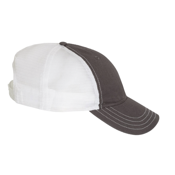 Richardson Garment-Washed Trucker Cap, Charcoal / White / White, Right Side view