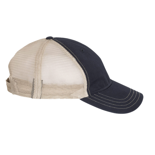 Richardson Garment-Washed Trucker Cap, Navy / Khaki / Khaki, Right Side view