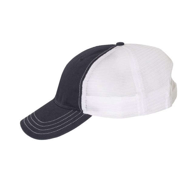 Richardson Garment-Washed Trucker Cap, Navy / White / White, Left Side view