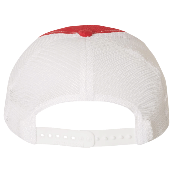 Richardson Garment-Washed Trucker Cap, Red / White / White, Back view