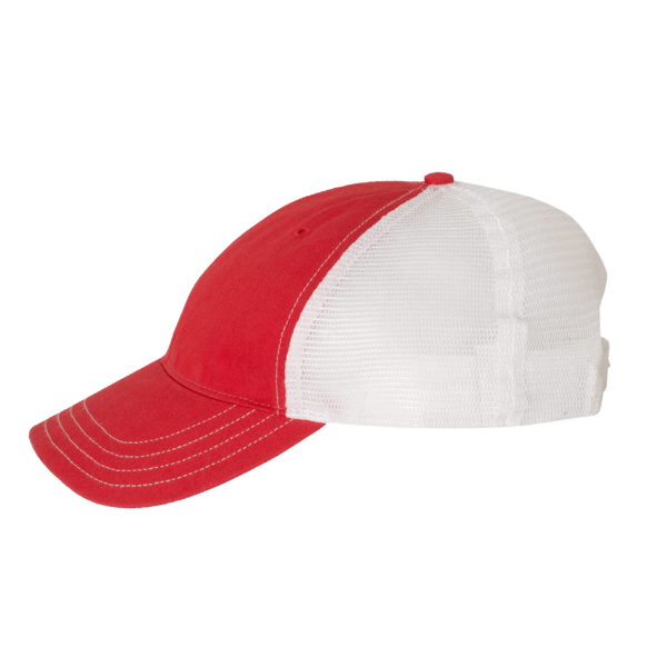 Richardson Garment-Washed Trucker Cap, Red / White / White, Left Side view