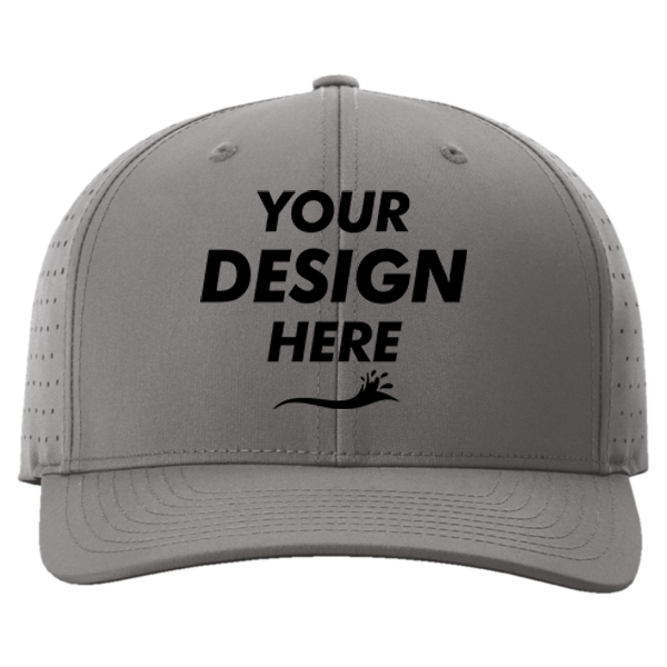 Richardson Laser Perf R-Flex Cap, Charcoal, Front view, Mockup